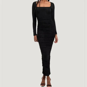 NWT GOOD AMERICAN Ruched Squareneck Maxi Dress